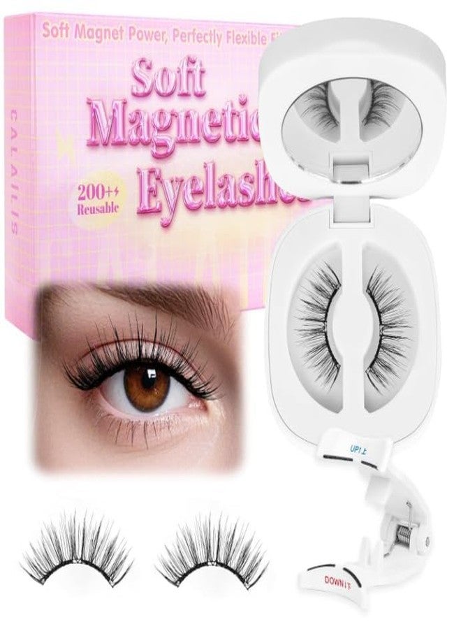 CALAILIS Magnetic Eyelashes with Applicator Upgrade Soft Magnetic Lashes Natural Look Reusable No Glue or Eyeliner Needed Easy to Wear and Remove (RC02) - Image 1